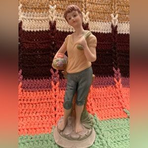 Bisque Boy With Fruit - Serene Vintage Figure